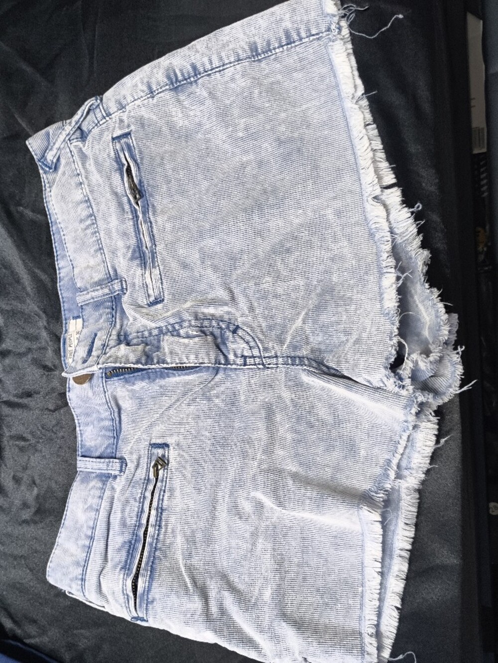 Free People Light Wash Frayed Hem Denim Shorts